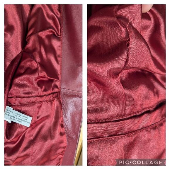Vintage Genuine Leather Maroon Red Motorcycle Biker Jacket Punk Rocker Size XL - Picture 7 of 10